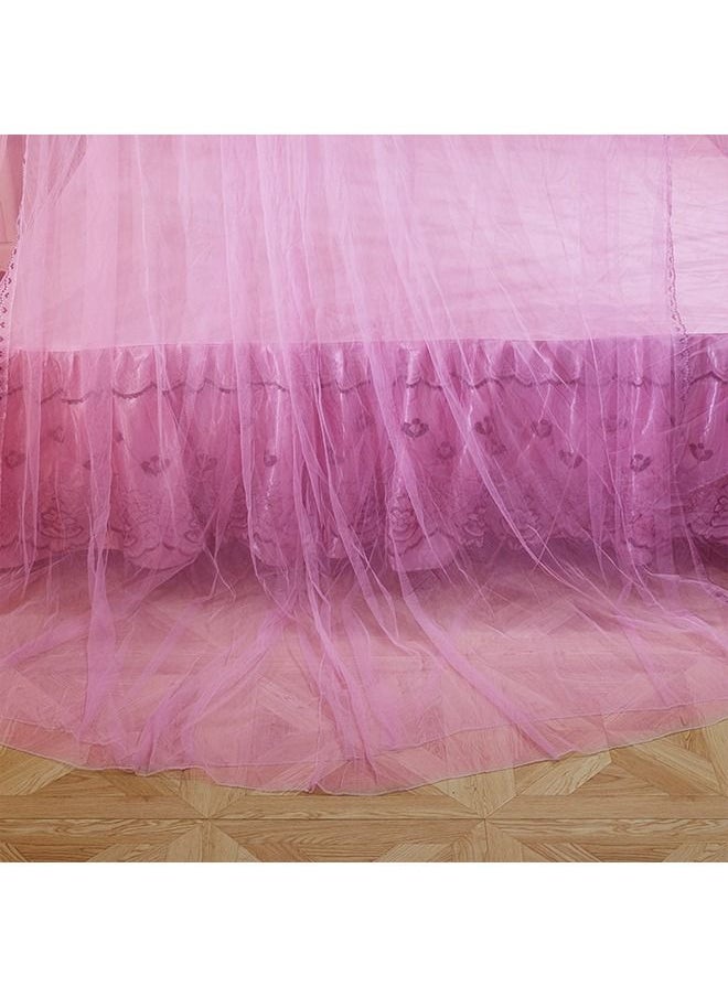 Arabest - Elegant Bed Canopy Round Lace Mosquito Net ent for Single Twin Full Queen King Size Bed Polyester Pink 100x270x1200cm - Image 1