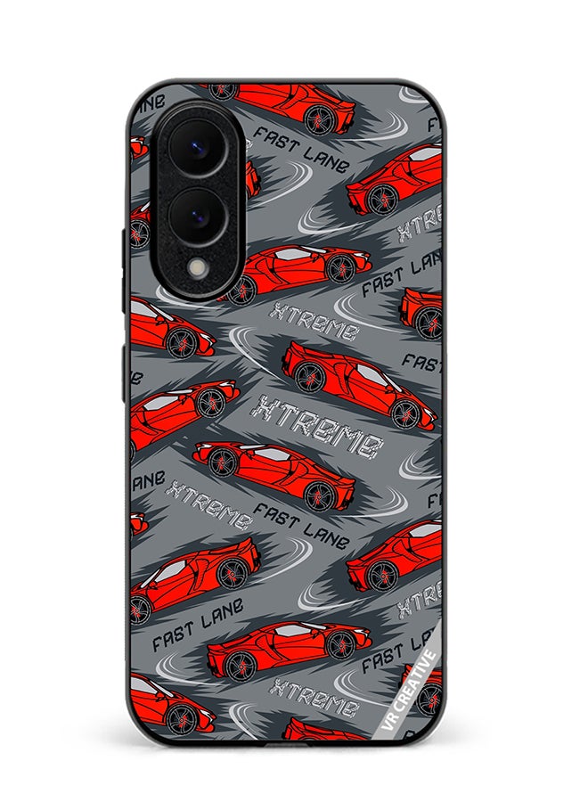 Protective Case Cover For Samsung Galaxy S25 Edge Abstract Seamless Pattern With Sport Cars Design Multicolour
