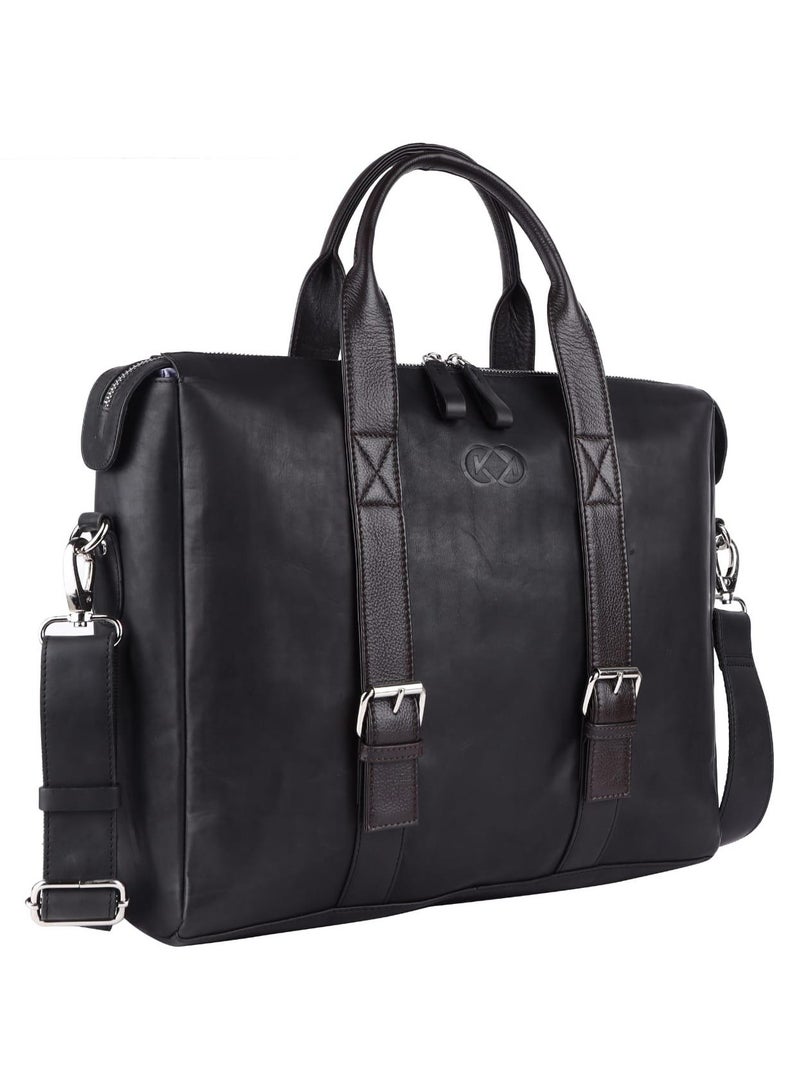 POGAGO Premium 100% Cow Leather Laptop Messenger Bag – Unisex, Ideal for Business, Travel, and Daily Use, Adjustable Shoulder Strap, Fits 14-Inch Laptop - Image 3