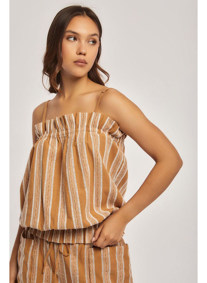 Dare Fancy Sleeveless Full Embroidery Strap Top With Contrast for Women  - Image 2