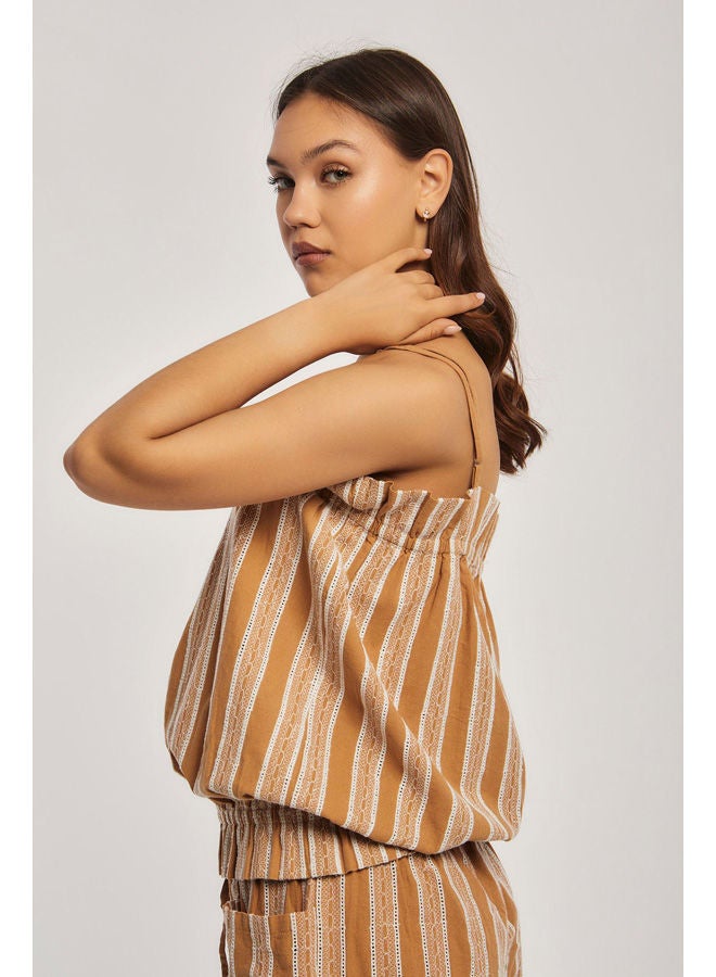 Dare Fancy Sleeveless Full Embroidery Strap Top With Contrast for Women  - Image 3