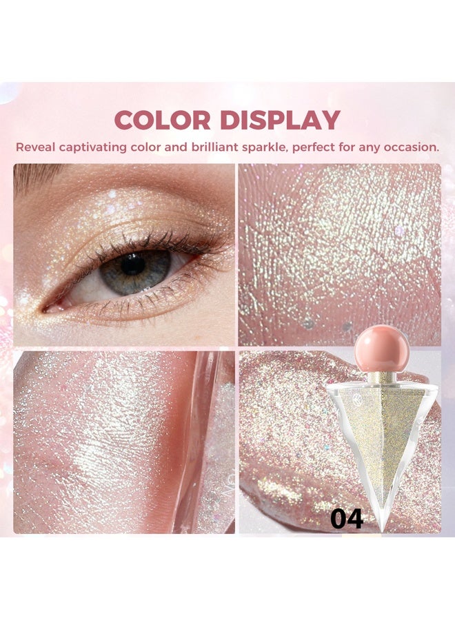 يونج فيجن ظلال عيون سائلة، ظلال عيون بشكل مثلث طويلة الأمد مقاومة للماء لامعة ومتألقة، قلم تحديد العيون السائل، ظلال عيون متلألئة للحفلات والمهرجانات، #04 - Image 2