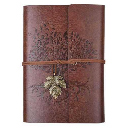 Billtigif PU Leather Journal Notebook, Refillable Travel Writing Journals Diary, Gifts for Women, Men, Teen Girls and Boys, 100GSM Lined Paper,160 Pages(Brown, A6 5.1" x 7.2") - Image 1