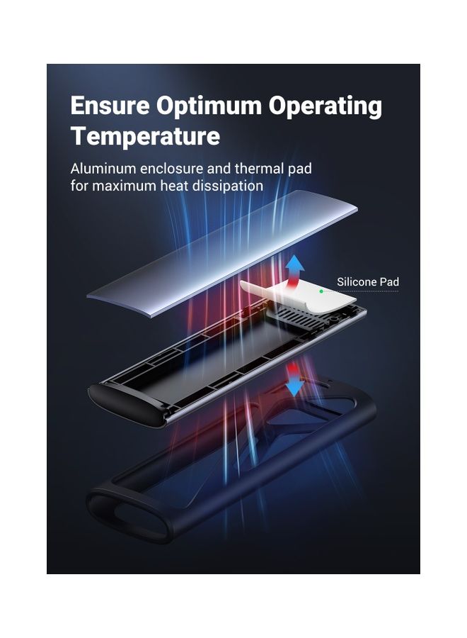 يو جرين حاوية NVMe وM.2 SATA محول قارئ SSD ومتوافق مع صاعقة 3 و حاوية خارجية NVMe خالية من الأدوات يدعم مفاتيح M و B&M وأحجام أقراص SSD مقاس 2230/2242/2260/2280 - Image 5