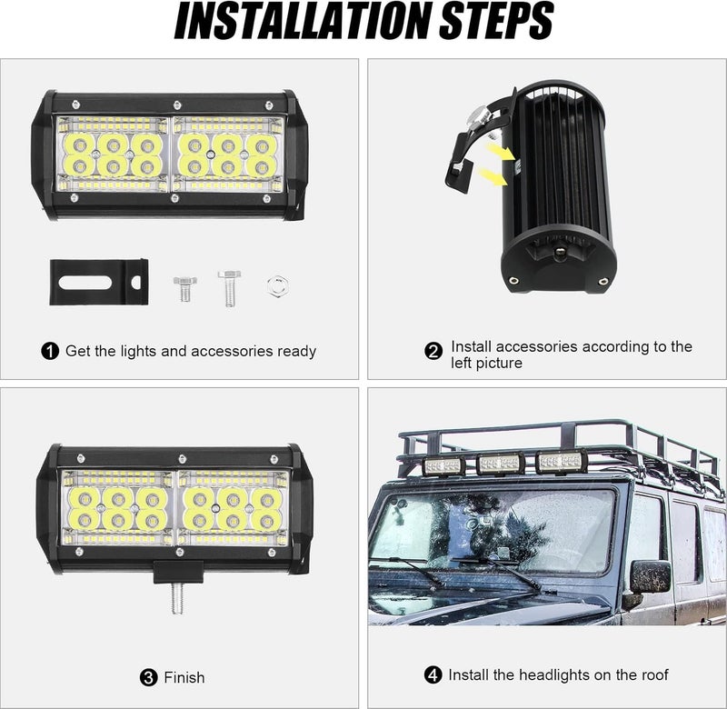 Treela 8 Pack 7 Inch 156W LED Light Bar - Waterproof Off Road Driving Lights - Image 3