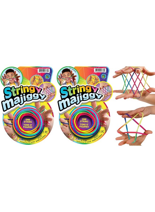 Ja-Ru - Stringy Majiggy Cats Cradle - Chinese String Toys (2 Cats Cradle) Finger Hand String Tricks Games For Kids & Adults Girls & Boys. Rainbow Rope Toy. Party Stocking Stuffers. 736-2S - Image 1