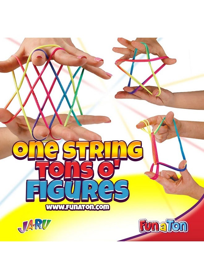 Ja-Ru - Stringy Majiggy Cats Cradle - Chinese String Toys (2 Cats Cradle) Finger Hand String Tricks Games For Kids & Adults Girls & Boys. Rainbow Rope Toy. Party Stocking Stuffers. 736-2S - Image 1
