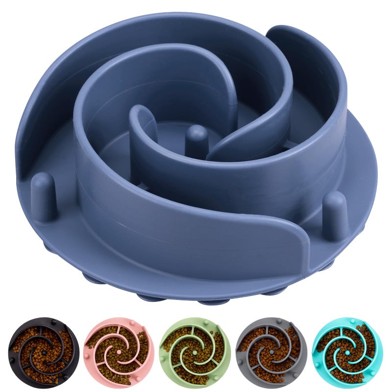 Bestalk Slow Feeder Dog Bowls Insert, Bestalk Soft Silicone Slow Eating Feeder Insert with Suction Cups for Small, Medium and Large Dogs, Fit into Basic and Elevated Dog Bowls, Dark Blue - Image 1