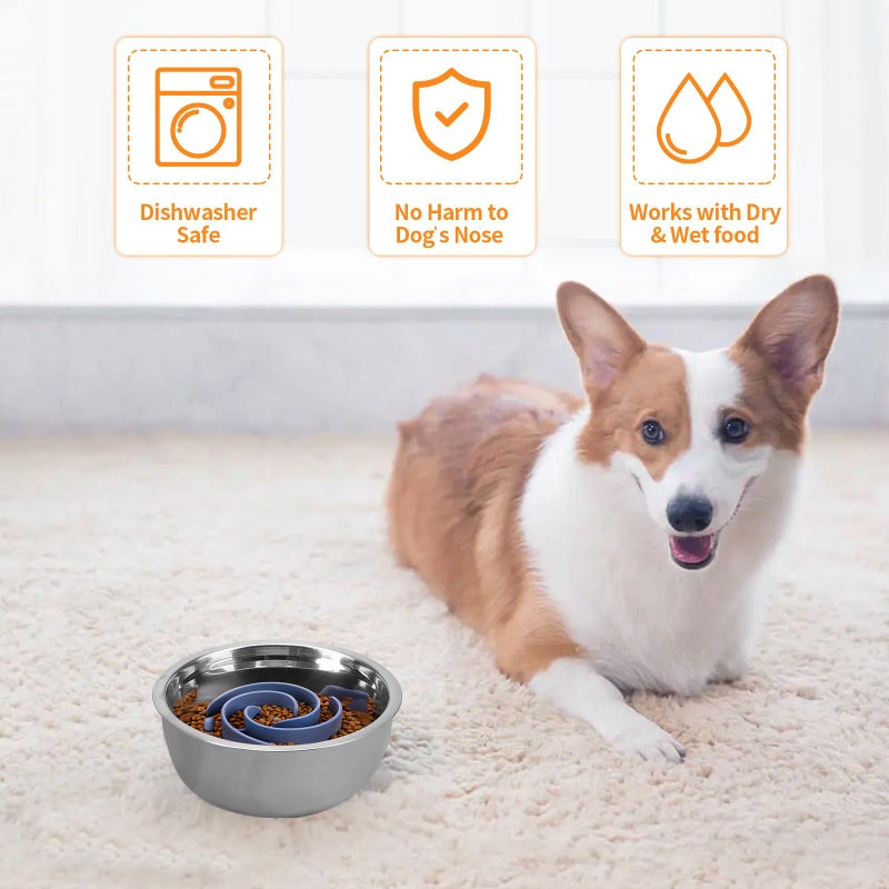 Bestalk Slow Feeder Dog Bowls Insert, Bestalk Soft Silicone Slow Eating Feeder Insert with Suction Cups for Small, Medium and Large Dogs, Fit into Basic and Elevated Dog Bowls, Dark Blue - Image 5