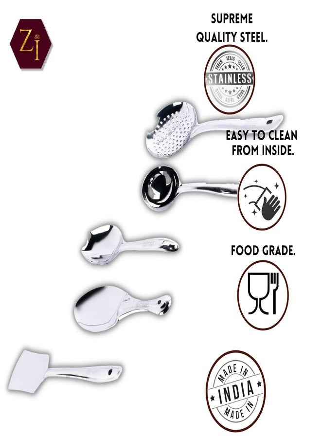 ZESTILO Serving Spoons Steel Spoons, Serving Set, Stainless Steel, Supreme Range Set of 5 - Image 5