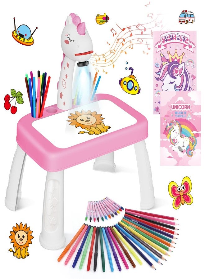 Hoarosall Drawing Projector for Kids, Art and Crafts, Drawing Board with Color Pens, Pencils, Crayons, Scrapbook, Unicorn Sticker Book, Ideal Toy for 3+ Year Old Girls & Boys (Unicorn Kit) - Image 1