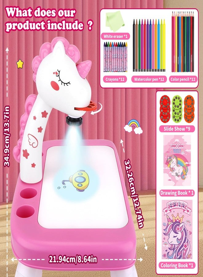 Hoarosall Drawing Projector for Kids, Art and Crafts, Drawing Board with Color Pens, Pencils, Crayons, Scrapbook, Unicorn Sticker Book, Ideal Toy for 3+ Year Old Girls & Boys (Unicorn Kit) - Image 4