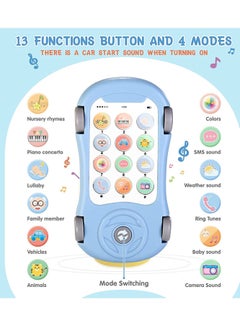 Y&D Baby Cell Phone Toy for 1 Year Old Boy, Multi-Function Car with Music, Star Projector, Kids Pretend Learn Call Chat, Early Education 2 3 Toddler Girl Boy  - Image 5