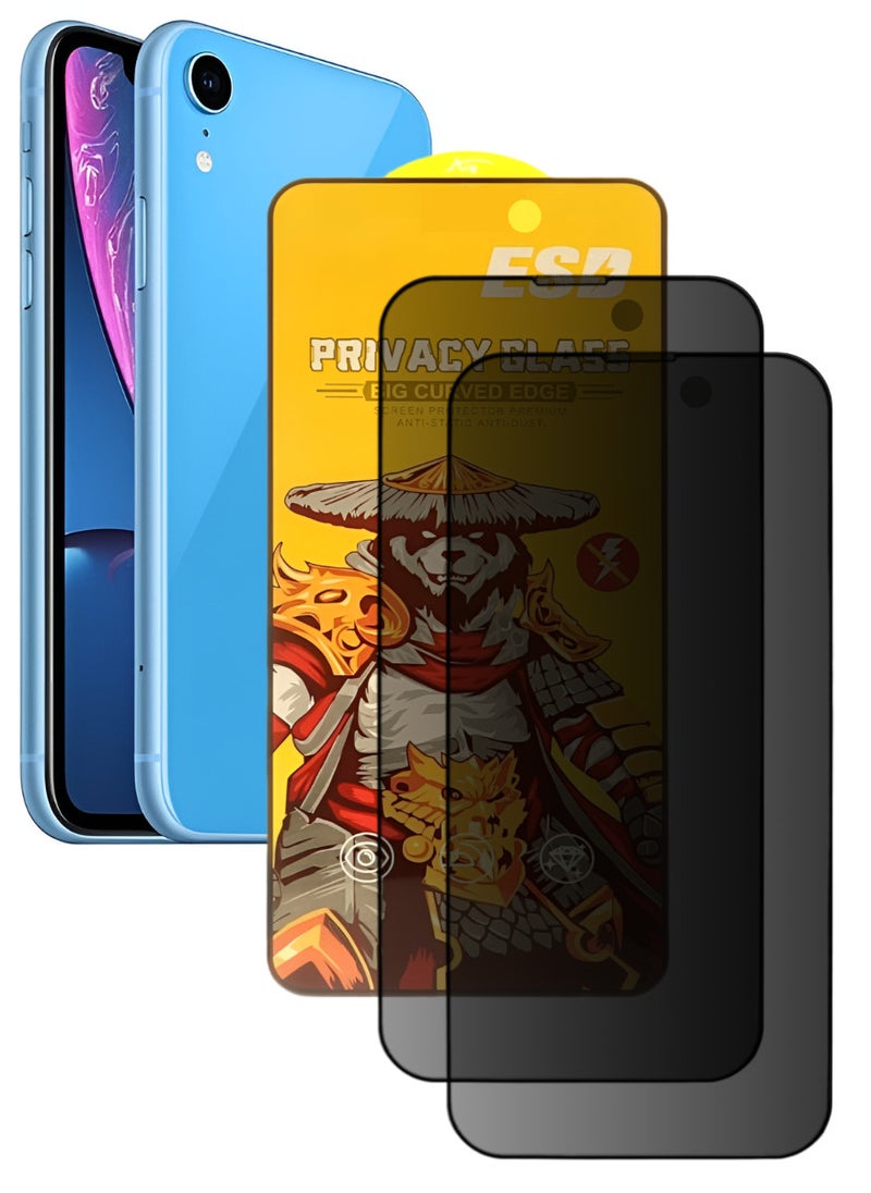 ESD 2 Pieces Tempered Dustproof Privacy Glass Screen Protector Compatible For iPhone XR - Image 1