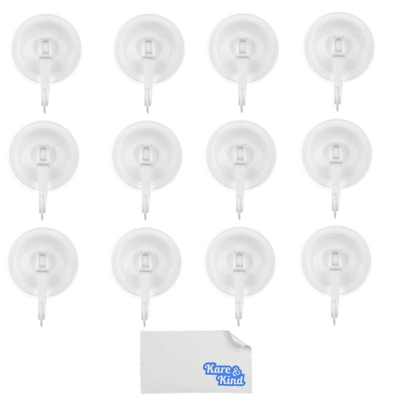 Kare Kind Suction Cup Hooks, Pack of 12 - Locking System - Extra Strong Vacuum Suction Power - Ideal Kitchen or Bathroom Hangers - for Towels, Bathrobes, Coats, Pans, Tools, etc. - No Drilling, Screws or Glue. - Image 2