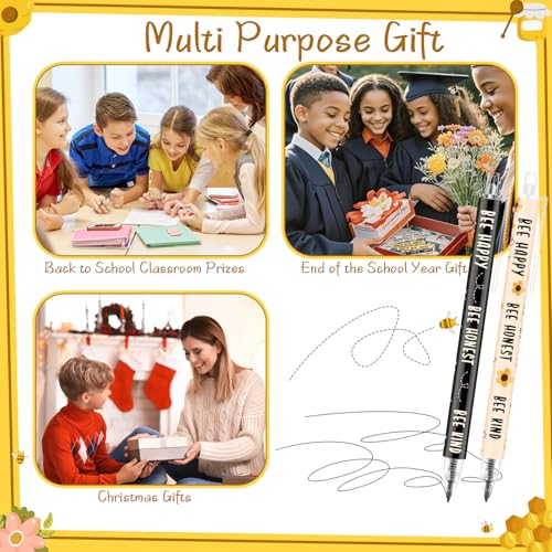 Sinload 60 Pcs Mechanical Pencil Bulk, 0.7 mm Cute Motivational Mechanical Pencil for Writing, Sketching, Drawing, Gifts from Teacher Reward Office Supplies Party(Bee) - Image 5