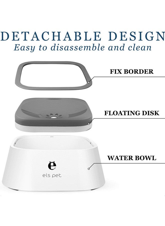 QUXIANG Dog Water Bowl Dog Bowl Slow Water Feeder No-Spill Pet Water Bowl 35oz (1L) Splash Proof Anti Spill Slow Feeder Dish Vehicle Carried Dog Water Bowl for Dogs/Cats/Pets (Gery) - Image 2