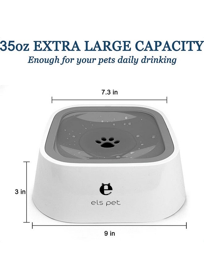 QUXIANG Dog Water Bowl Dog Bowl Slow Water Feeder No-Spill Pet Water Bowl 35oz (1L) Splash Proof Anti Spill Slow Feeder Dish Vehicle Carried Dog Water Bowl for Dogs/Cats/Pets (Gery) - Image 4