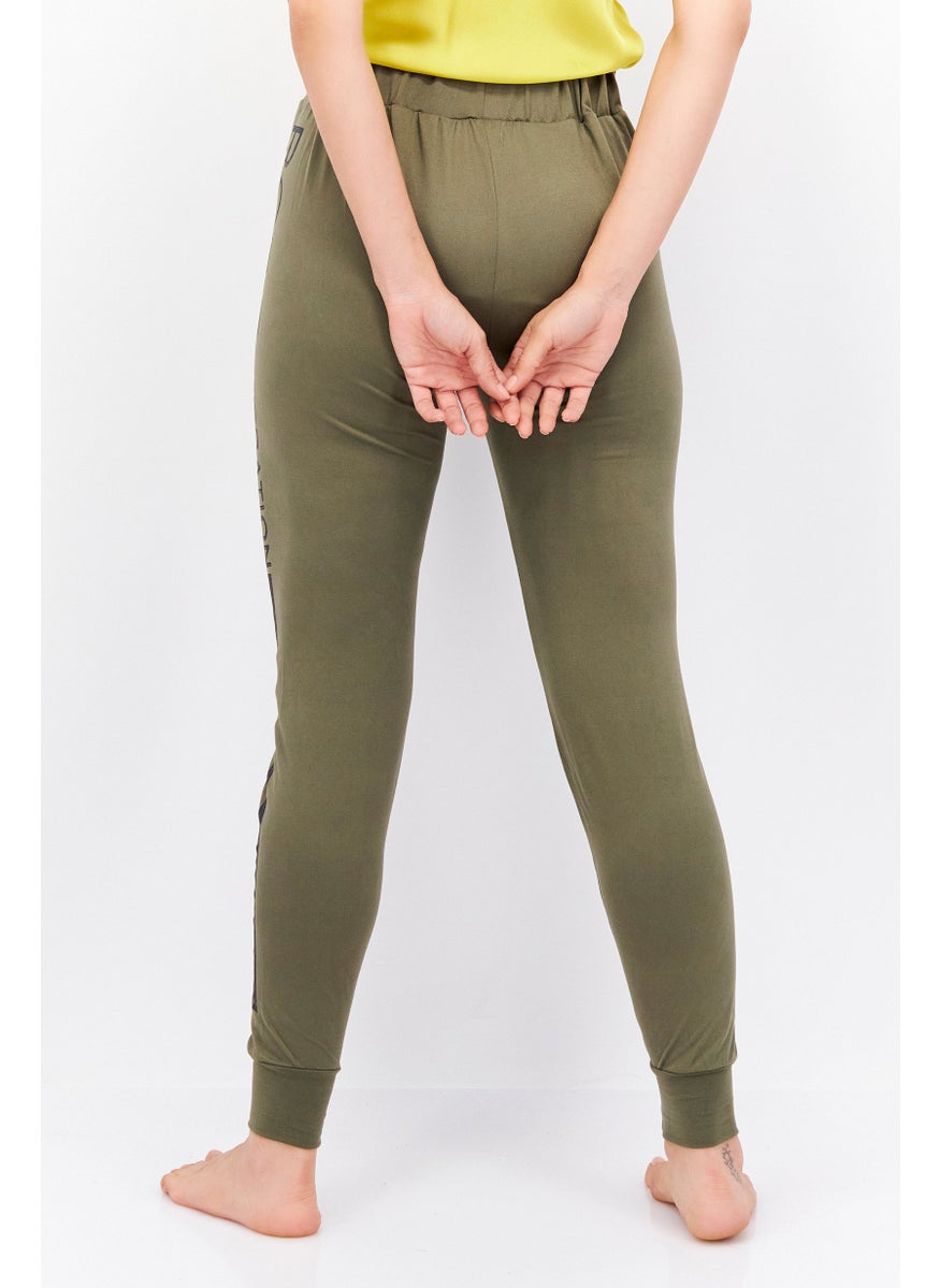 Bcbg Women Side Pocket Stretchable Sleepwear Pants, Army Green  - Image 3