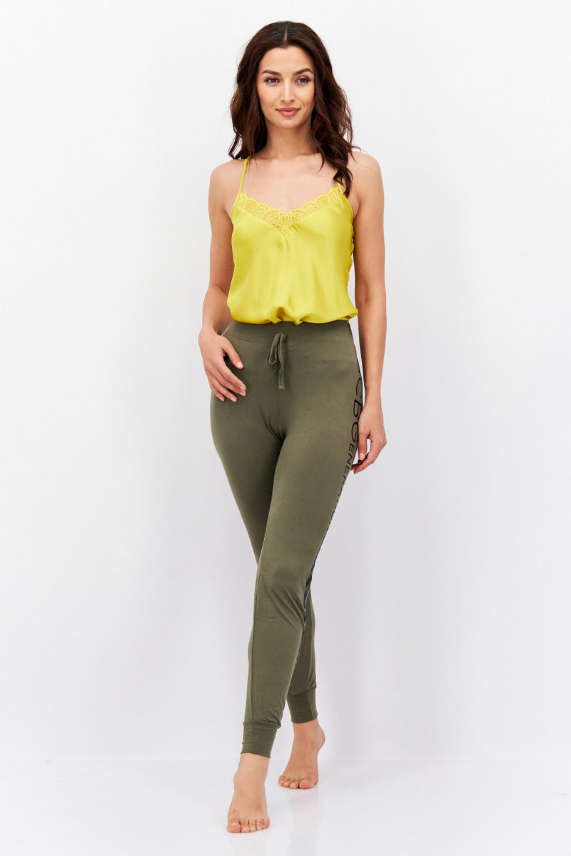 BCBG Women Side Pocket Stretchable Sleepwear Pants, Army Green - Image 2