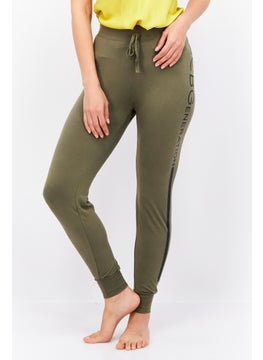 Women Side Pocket Stretchable Sleepwear Pants, Army Green