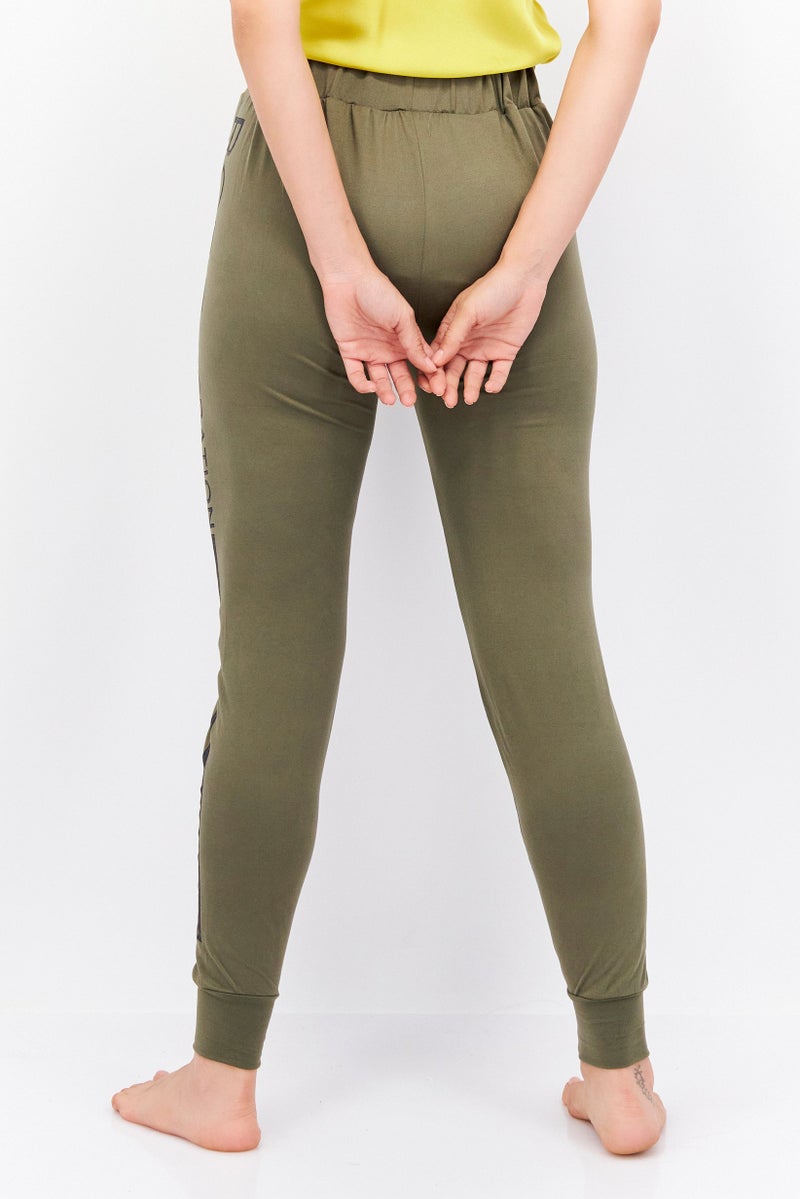 BCBG Women Side Pocket Stretchable Sleepwear Pants, Army Green - Image 2