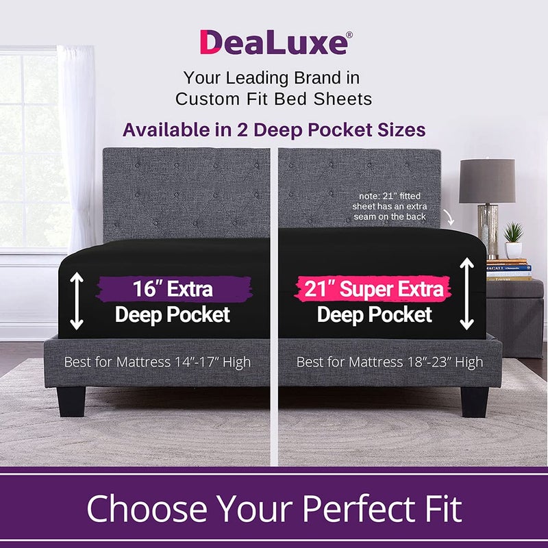 DeaLuxe Queen Size Fitted Sheet Only - Real 16  Inch Deep Pocket Queen Fitted Sheet - Best Fit for 14  - 18  Deep Pocket Mattress - Soft Easy Care Bottom Fitted Bed Sheets Only - Queen Size - Light Baby Blue  - Image 2