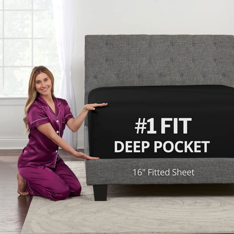 DeaLuxe Queen Size Fitted Sheet Only - Real 16  Inch Deep Pocket Queen Fitted Sheet - Best Fit for 14  - 18  Deep Pocket Mattress - Soft Easy Care Bottom Fitted Bed Sheets Only - Queen Size - Light Baby Blue  - Image 1