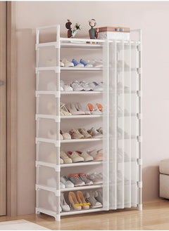 Shoe Storage Shelf Organizer for Entryway 8-Tiers Shoe Rack with Dustproof Curtain,,26-32 Pairs Shoe Storage Shelf
