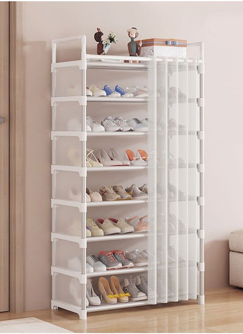 MIXDE - Shoe Storage Shelf Organizer for Entryway 8-Tiers Shoe Rack with Dustproof Curtain,,26-32 Pairs Shoe Storage Shelf - Image 1