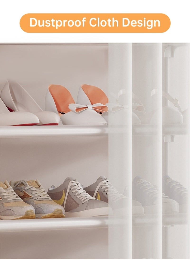 MIXDE - Shoe Storage Shelf Organizer for Entryway 8-Tiers Shoe Rack with Dustproof Curtain,,26-32 Pairs Shoe Storage Shelf - Image 1
