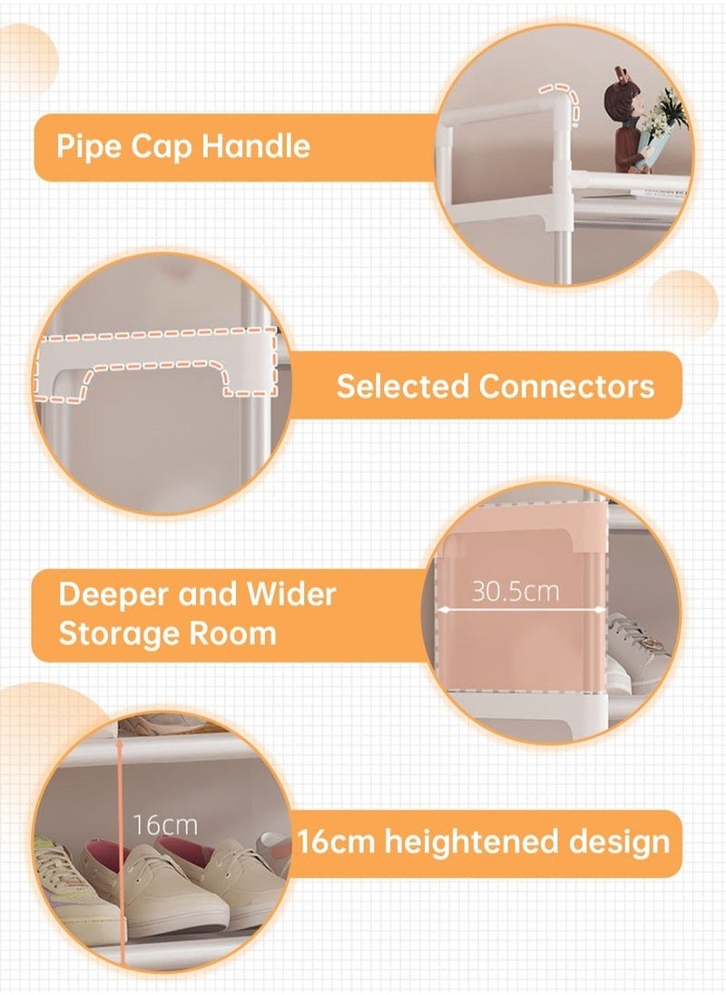 MIXDE - Shoe Storage Shelf Organizer for Entryway 8-Tiers Shoe Rack with Dustproof Curtain,,26-32 Pairs Shoe Storage Shelf - Image 1