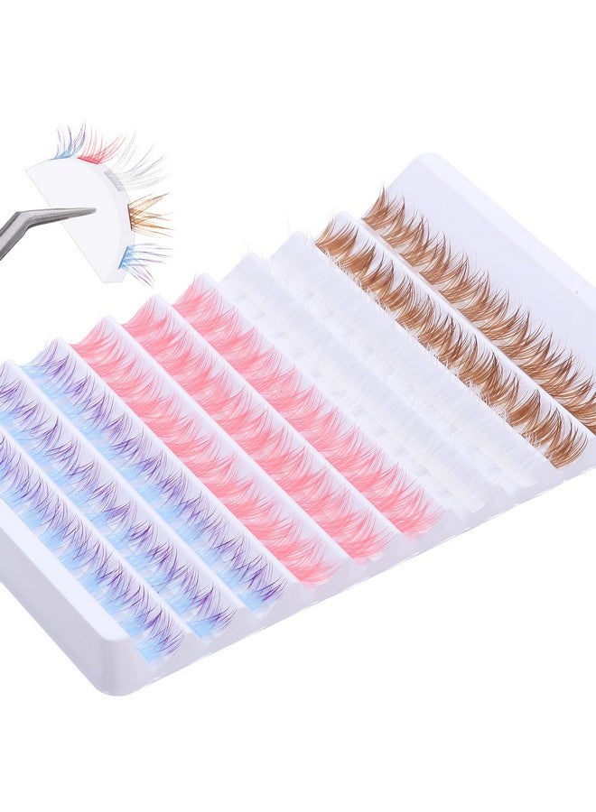 Outopen Colored Lash Clusters 140Pcs Natural Look False Eyelashes Extensions D Curl Fluffy Wispy Cat Eye Lashes Individuals Diy Lash Extensions At Home (M01) - Image 2