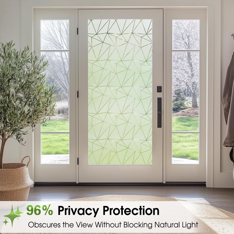 Coavas Frosted Glass Window Privacy Film, Static Cling Decorative Covering for Bathroom Bedroom Door, No Glue Removable Vinyl UV Blocking Heat Control, 17.5 x 78.7 inch - Image 2