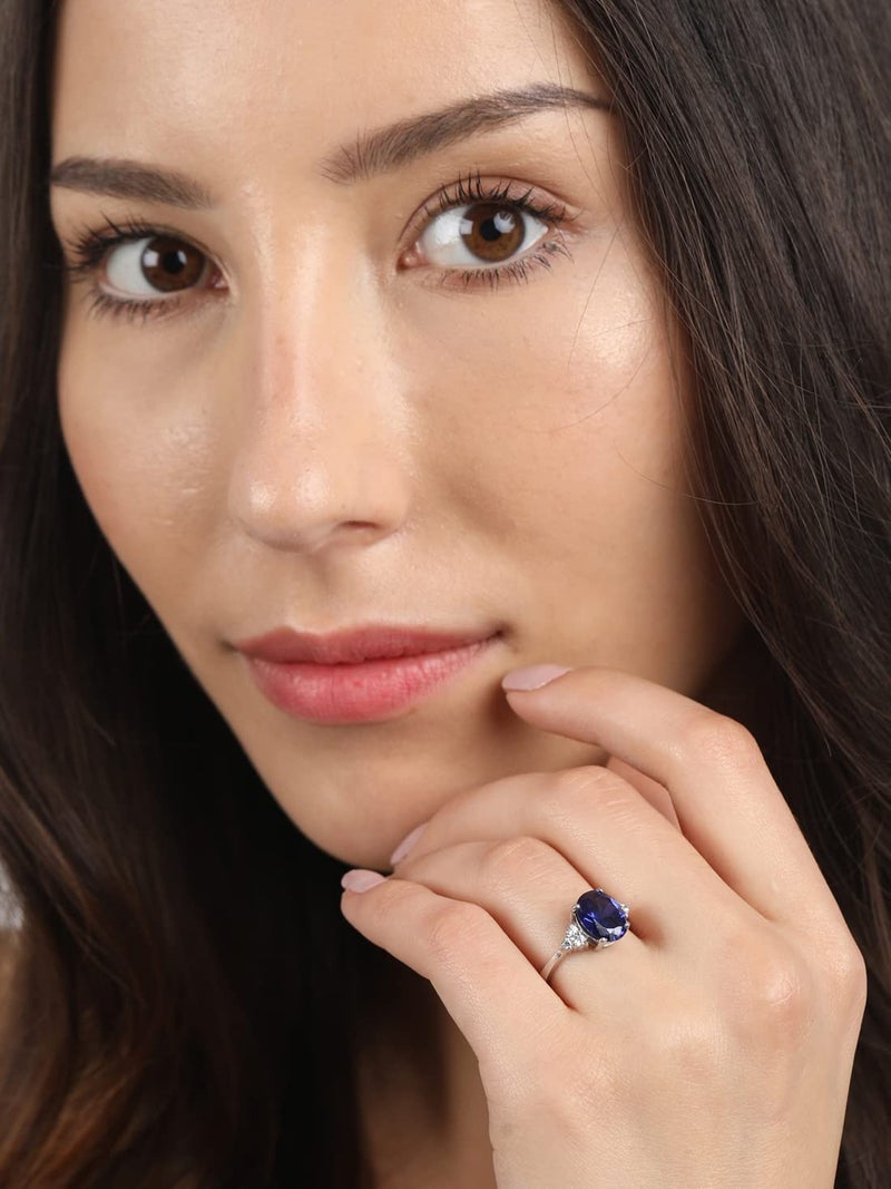 CLARA خاتم حجر بيضاوي من الفضة الإسترلينية 925 مع حزام قابل للتعديل | هدية للنساء والزوجات والفتيات - Image 3