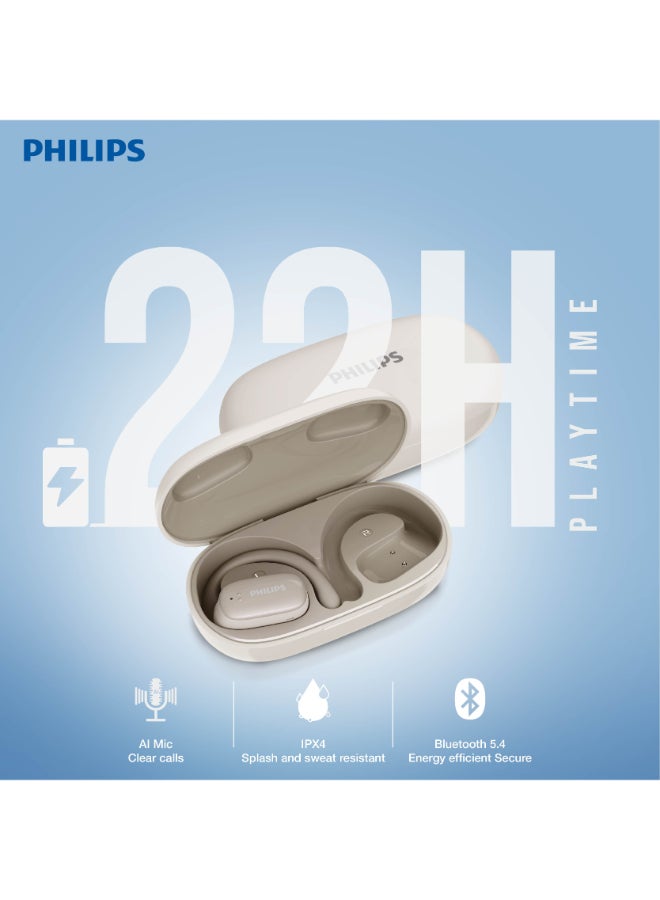 Philips TAT3708WT Open-Ear Wireless Sports Headphones – Lightweight Comfort, Directional Sound, Outdoor Safety White - Image 3