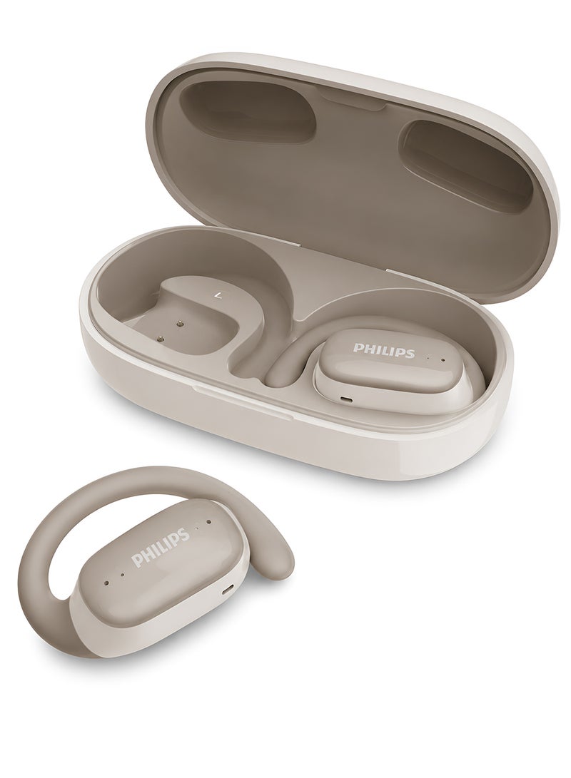 Philips Open Ear Sport Headphones, Bluetooth 5.4, Secure Earhook Fit, AI Clear Calls, IPX4 Waterproof, Touch Controls, USB-C Charging Case, 22H Battery Life, TAT3708,  White white - Image 1