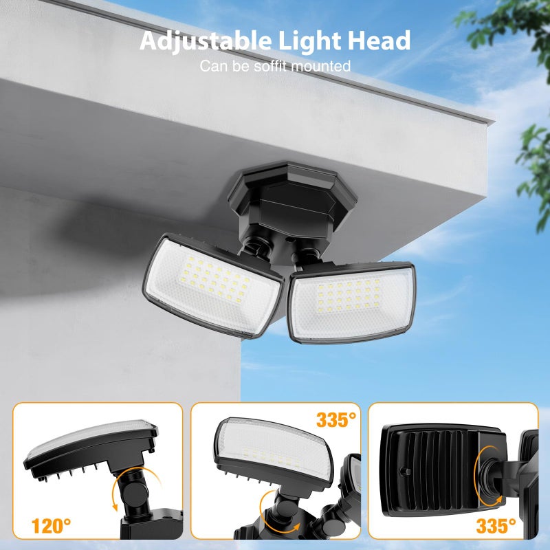 Onforu 3200LM Flood Lights Outdoor, 32W 6500K LED Security Light Manual Switch Controlled, IP66 Waterproof Outdoor Lights, Wall Mount Exterior Flood Light with 2 Adjustable Heads Floodlights Outside - Image 5