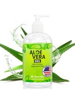 Honeyskin Honeyskin Organic Aloe Vera Gel for Face with Orchid & Apple Stem Cells - Soothing & Hydrating Aloe Gel for Sunburn Relief & After Sun Care - 100% Aloe Vera Gel for Hair, Face & Body (16 Fl Oz)  - Image 1