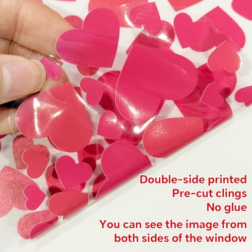 Zevulizen Valentine’s Day Window Clings, 8 Sheet Happy Valentine Window Clings Double-Sided Heart Stickers for Home Classroom Wedding Anniversary Party - Image 4