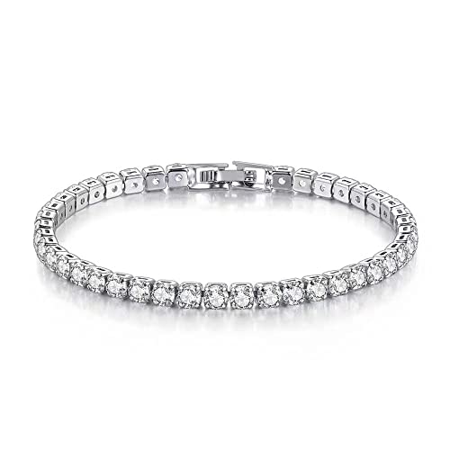 Vientiq Sparkling Silver-Plated White Crystal Stones Bracelet for Women/Girls - Image 1
