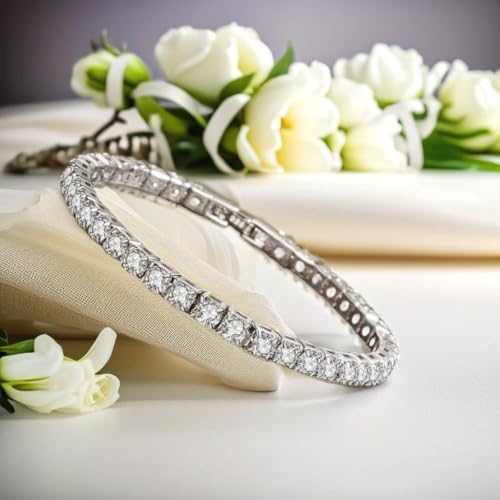Vientiq Sparkling Silver-Plated White Crystal Stones Bracelet for Women/Girls - Image 5