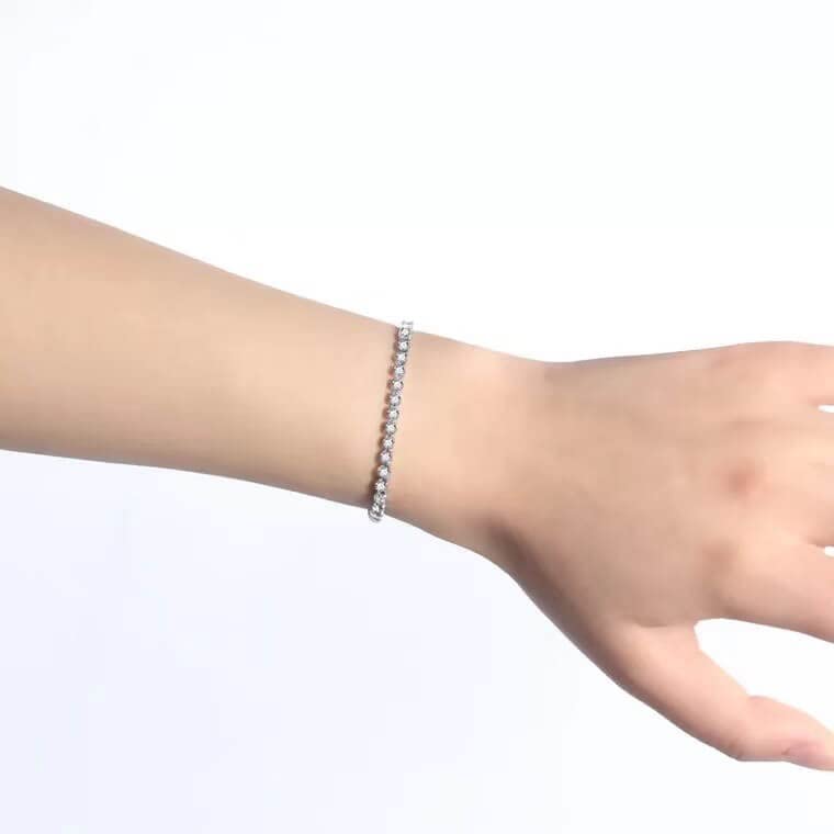 Vientiq Sparkling Silver-Plated White Crystal Stones Bracelet for Women/Girls - Image 4