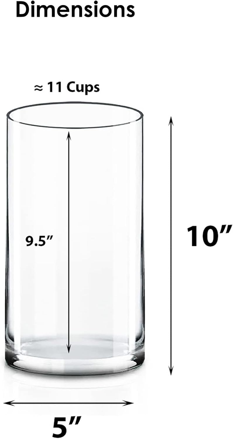 CYS EXCEL Glass Cylinder Vase (H:10" D:5") | Multiple Size Choices Glass Flower Vase Centerpieces | Hurricane Floating Candle Holder Vase - Image 5