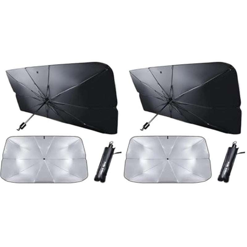 helloleiboo Foldable Car Windshield Sun Shade Umbrella, UV Protection, Pack of 2 - Image 1