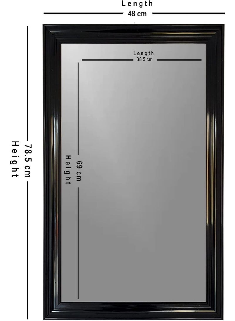 Lumina Black Framed Wall Mirror 48 x 78.5 cm – Rectangular Hanging Mirror with Water-Resistant PVC Border – Medium Size Decorative Mirror for Bedroom, Bathroom & Living Room - Image 3