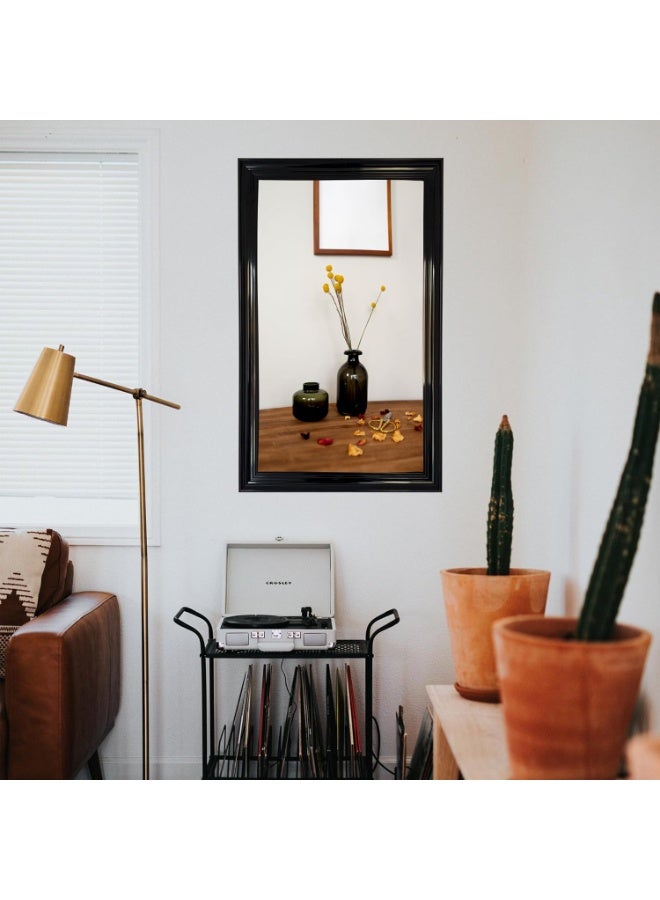 Lumina Black Framed Wall Mirror 48 x 78.5 cm – Rectangular Hanging Mirror with Water-Resistant PVC Border – Medium Size Decorative Mirror for Bedroom, Bathroom & Living Room - Image 2