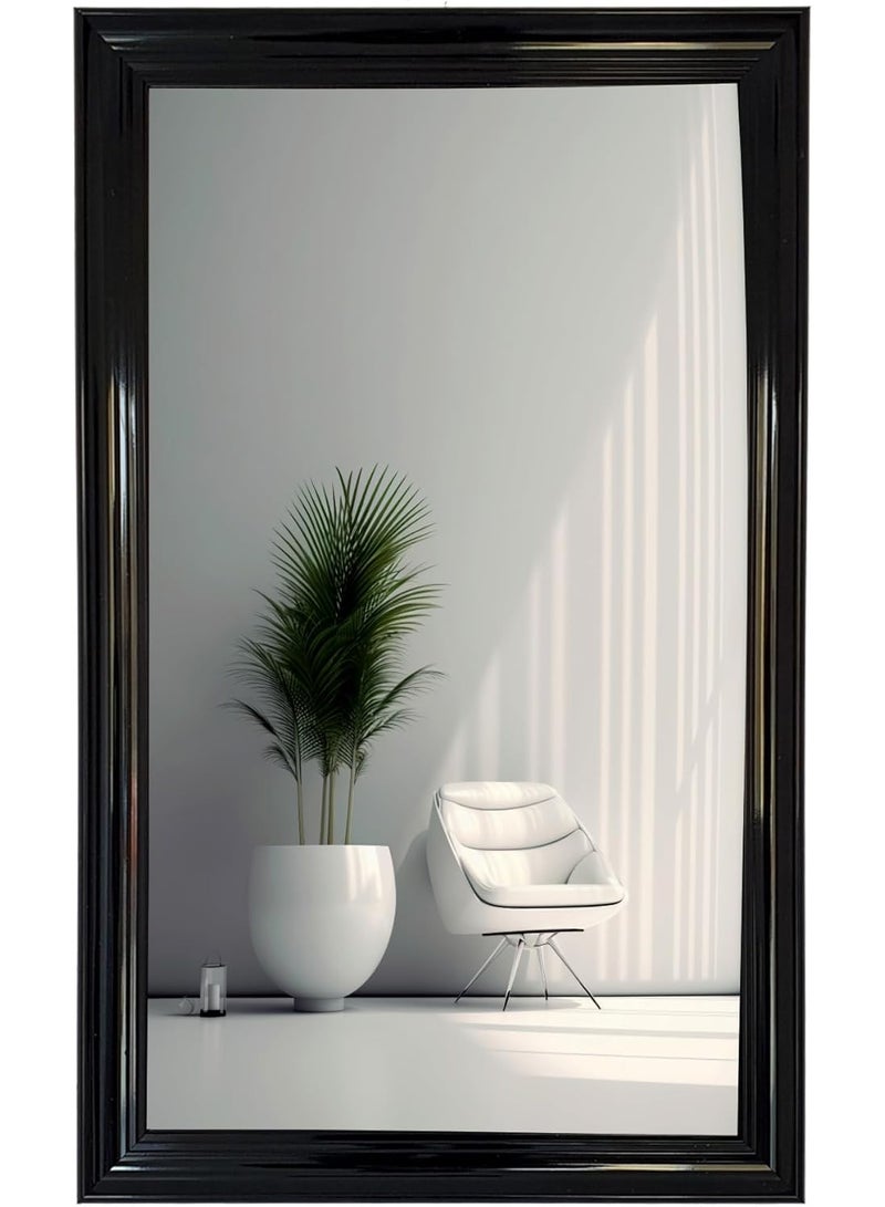 Lumina Black Framed Wall Mirror 48 x 78.5 cm – Rectangular Hanging Mirror with Water-Resistant PVC Border – Medium Size Decorative Mirror for Bedroom, Bathroom & Living Room - Image 1
