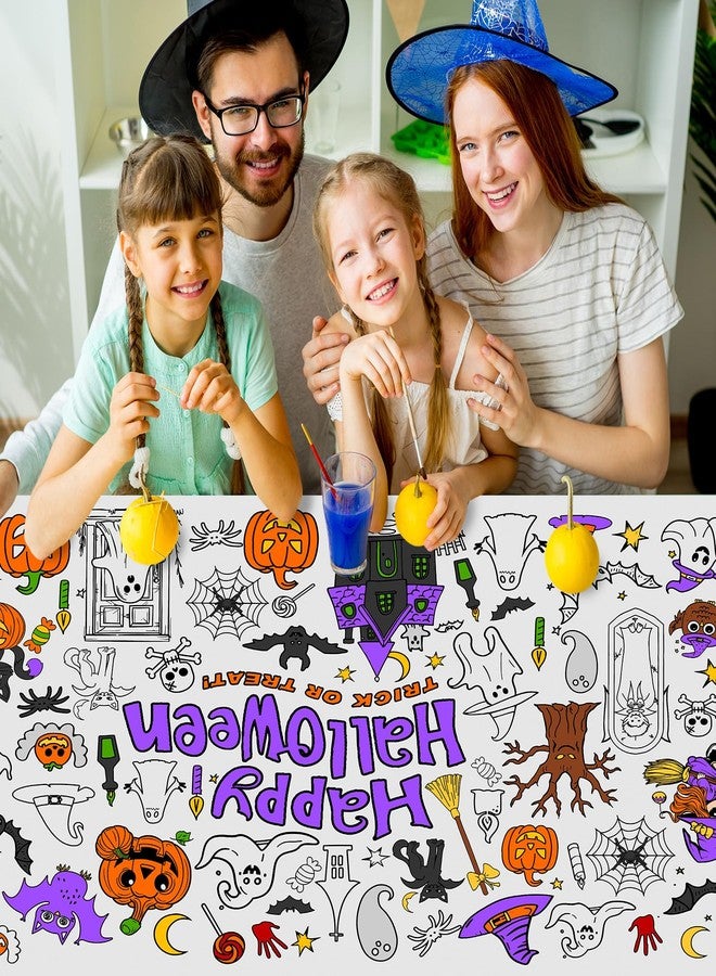 PERFQU Halloween Giant Coloring Poster - 1 Pack Large Happy Halloween Coloring Table Cloth for Kids, Jumbo Paper Colorings Tablecloth for Gifts Activities Games Helloween Party Favors Supplies, 30 x 72 Inch - Image 2