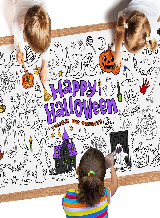 PERFQU Halloween Giant Coloring Poster - 1 Pack Large Happy Halloween Coloring Table Cloth for Kids, Jumbo Paper Colorings Tablecloth for Gifts Activities Games Helloween Party Favors Supplies, 30 x 72 Inch - Image 1